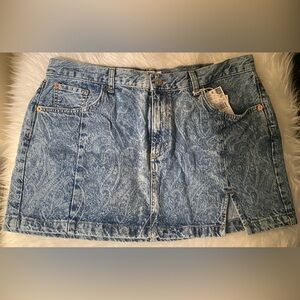 NWT Mango Printed Denim Mini Skirt